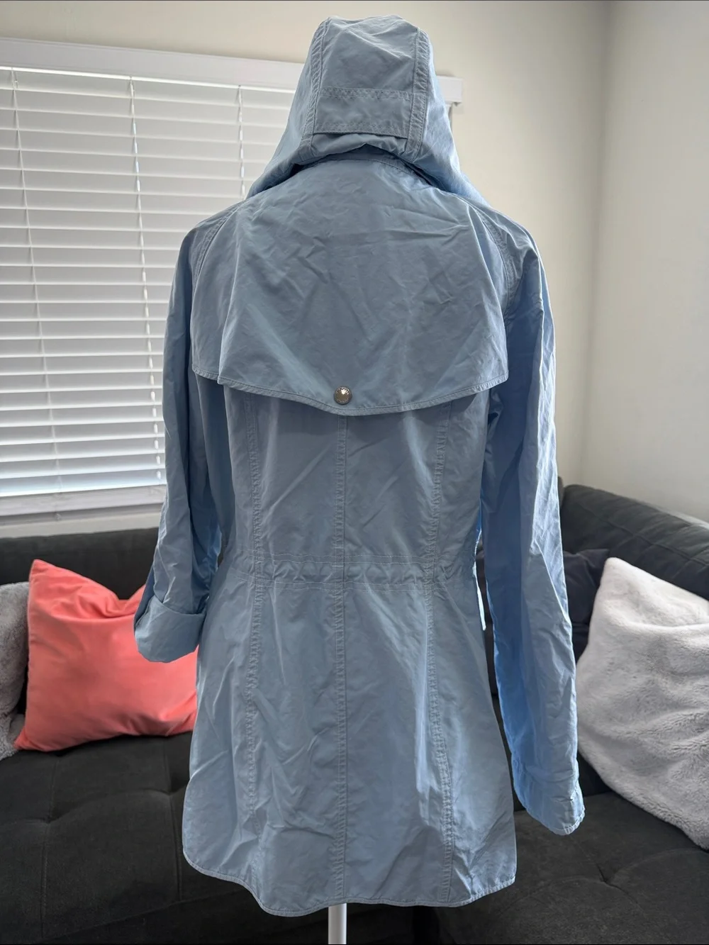 Michael Kors Light Blue Hooded Utility Jacket